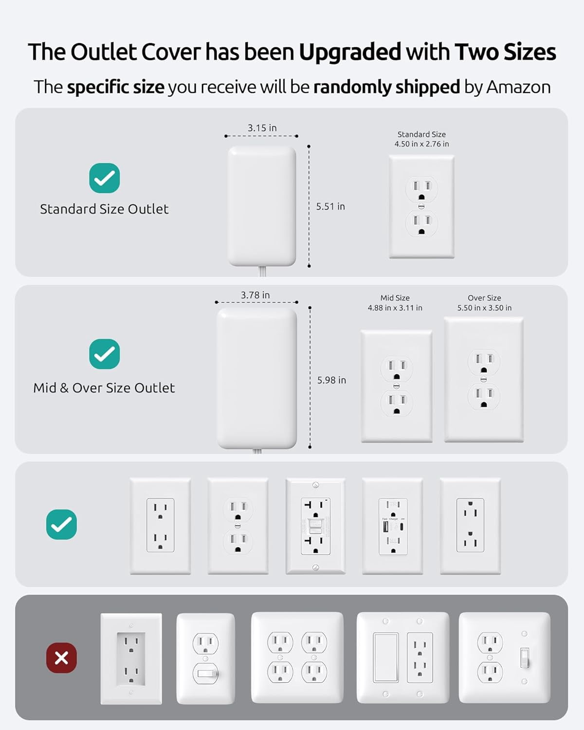 JJEAN-Outlet Cover Extension Cord Short 3ft, Flat Plug Power Strip with 8 Outlets & 3 USB-C & 1 USB-A Port, 13A/1625W, 1440J Surge Protector, Indoor 3 Prong Flat Wall Plug for Tight Spaces, White