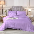 thumbnail image 5 of DNG Creations 1 Piece Vintage Ruffle Pattern Comforter Set Premium Ultra Soft 550 GSM All Season ( Oversized Super King Size ) 100% Egyptian Cotton Solid Lilac Colour, 5 of 8