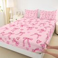 thumbnail image 4 of Manfei Fashion Bow Knot King Sheets,Pink Bowtie Heart Print Bedding,4 Pieces,1 Flat Sheet,1 Fitted Sheet and 2 Pillowcases, 4 of 6
