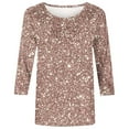thumbnail image 5 of Tops for Women Trendy Short Sleeve Tunic Tops for Women Athletic Shirts Tight Short Sleeve T Shirts plus Size Ladies Dress Blouses High Neck Top Womens Summer Casual Floral T Tan Shirt Light Pink M, 5 of 5