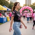 thumbnail image 7 of Domuza Womens Breast Cancer Shirts Pink Ribbon Graphic Cancer Survivor Short Sleeve Crew Neck T Shirts ,in October We Wear Pink T-Shirts L, 7 of 7
