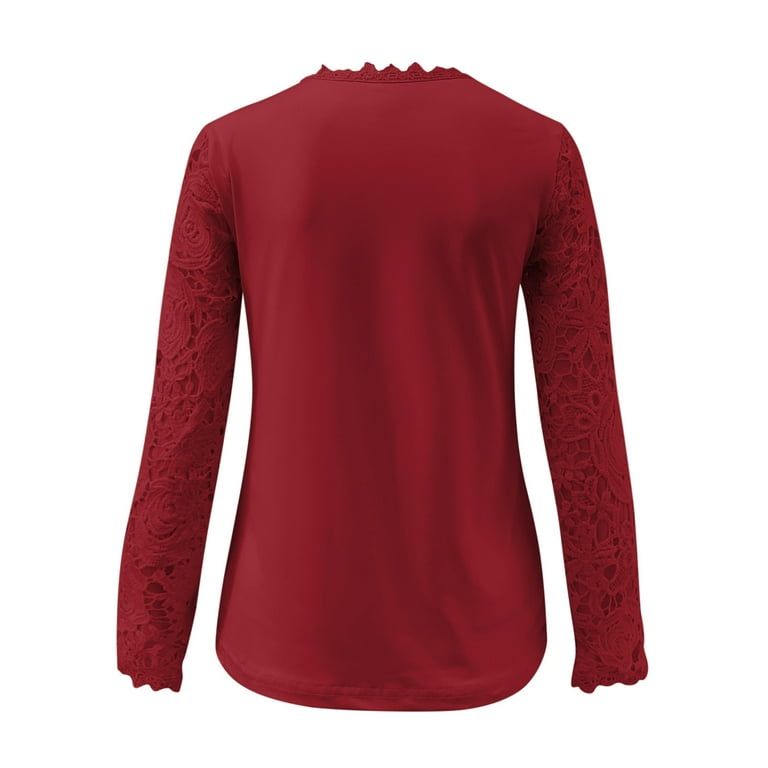 Stafford T Shirts For Women Women's Long Sleeve Casual Shirts Autumn Ruffle Plain Round Neck Loose Fit Tee Blouse Tops - Walmart.com