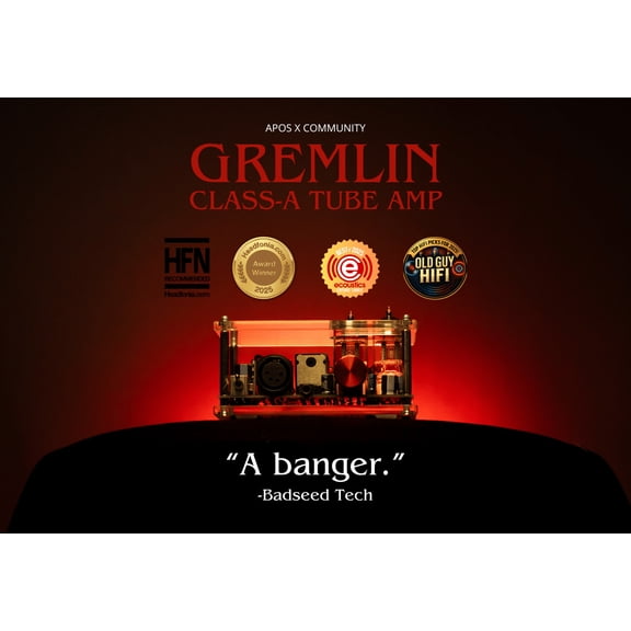 Apos Gremlin Headphone Amp - Class A Balanced Tube Amp with Replaceable 12au7/6922 Tubes, XLR & 4.4mm Interface for HiFi Desktop Speakers