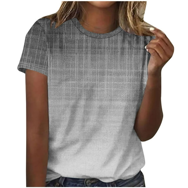 Camiseta de Cuello Redondo de Manga Corta Impresa de los Pantalones Cortos de las Mujeres, Poliéster de Lentejuelas de Partido de Moda