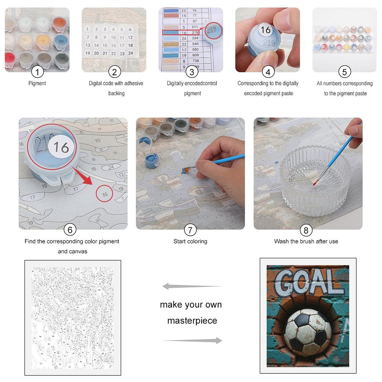 Paint by Numbers Kit for Adults, Soccer Ball Graffiti Art Wall Paint by Numbers, Easy Paint by Numbers Kit for Adults Beginner, DIY Adult Paint by Number Kits on Canvas, Home Decor