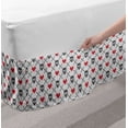 thumbnail image 2 of Skull Bed Skirt, Geometric Skulls and Hearts Crosses Stitch Work Knitted Nordic Pattern Print, Elastic Bedskirt Dust Ruffle Wrap Around for Bedding Decor, 4 Sizes, Grey Red Coconut, by Ambesonne, 2 of 2