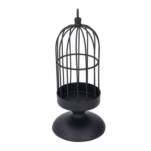 Candelabro De Jaula De Pájaros, Candelabro De Jaula De Pájaros Vintage Negro De Hierro Para Mesas