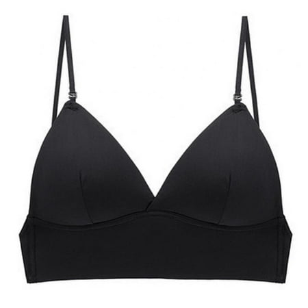 

Women s Sexy Spaghetti Strap V Neck Wire Free Bra Low Back Lace Bralettes Padded Seamless Sleeping Bra