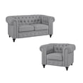 thumbnail image 5 of Naomi Home Chesterfield Sofa Set Living Room Chair Juegos Leather Couch Sofa Chair for Bedroom Modern Chesterfield Tufted Leather Chair Leather Sofas for Living Room (3 Piece Sofa Set)-Color:Gray,Fabr, 5 of 10