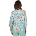thumbnail image 2 of Alfred Dunner Womens Petite Tropical Flower Eyelet Tie Sleeve Top, 2 of 4