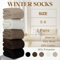 thumbnail image 4 of Womens Solid Mid Calf Socks, 5 Pairs Cozy Fall Socks for Women, Winter Soft Thermal Cotton Knit Socks(D), 4 of 7