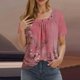 thumbnail image 2 of Camisetas de Cuello Redondo Impreso Gradiente de las Mujeres, Manga Corta Casual Top para el Uso Diario, 2 of 5