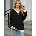 thumbnail image 6 of IWEMEK Women Tops Color Block Long Sleeve Sweatshirts Crew Neck Casual Loose Pullover Plus Size Black Shirts, 6 of 7