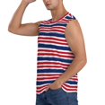 thumbnail image 3 of Pofeuu USA Colors Stripes Print Men's Muscle T-Shirt, Sleeveless, Muscle Tank, Classic Muscle Tee Top For Men Casual Sleeveless Muscle T-Shirt Trendy Clothes-Small, 3 of 7