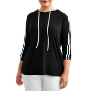 Eye Candy Juniors' Plus Size Long Sleeve Striped Hooded Top