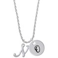 thumbnail image 1 of Delight Jewelry Silvertone Small Gelato Script Initial - N - Silvertone Script Initial Disc - O - Charm Necklace, 20"+3", 1 of 4