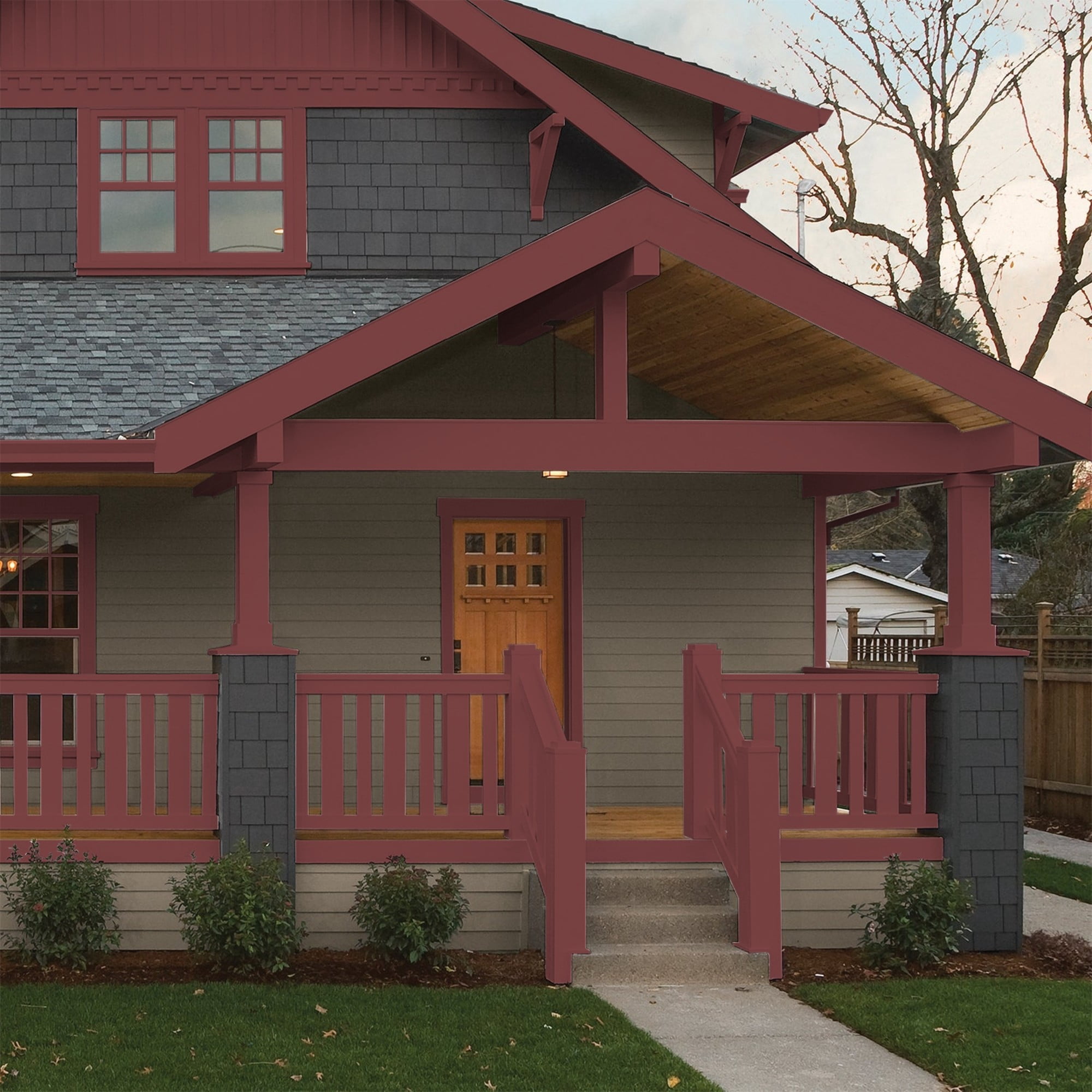 Glidden One Coat Bordeaux / Red Semi-Gloss Exterior Paint with Primer, 1 Gallon
