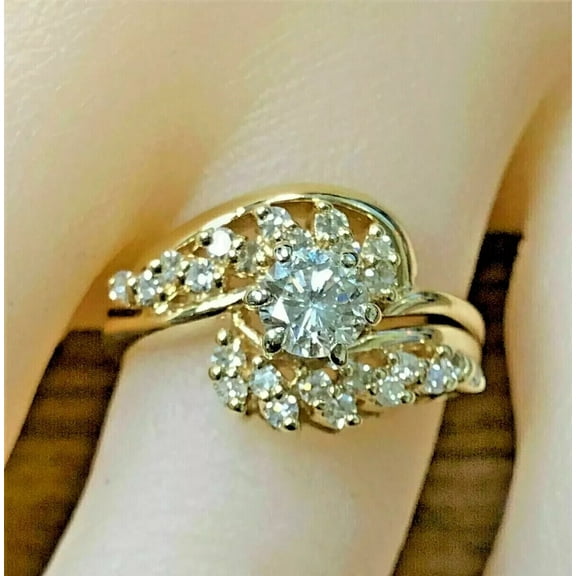 2Ct Round Cut Lab-Created Diamond Women's Engagement Ring 14K Yellow Gold Plated