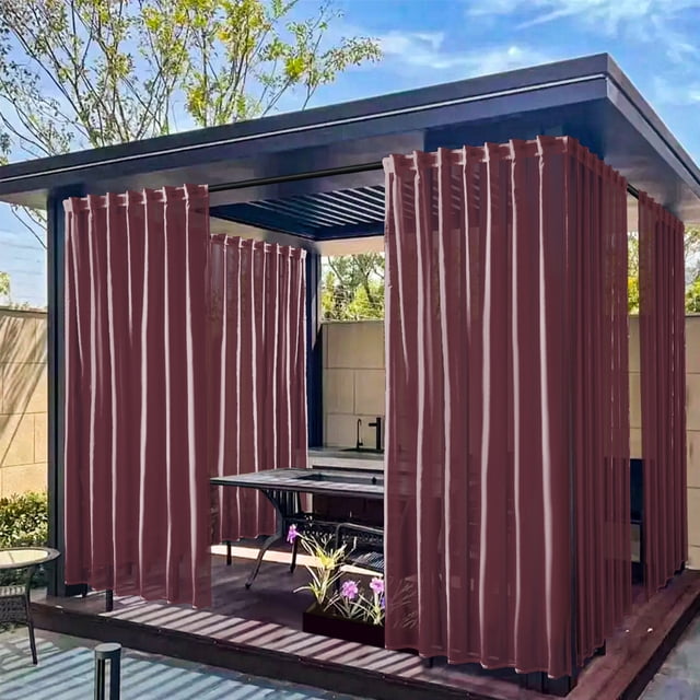 AHMT Rideaux d'Extérieur pour Patio Imperméables et Résistants aux Intempéries, Rideaux d'Extérieur Résistants aux UV et à la Décoloration pour Gazebo, Véranda avant, Pergola, Rideau d'Intimité Bloquant le Soleil, 52l x 84h Pouces (Vin)