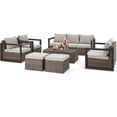 thumbnail image 2 of 7-Piece Aluminum Patio Furniture Set with PE Rattan, Storage Coffee Table & 2 Ottomans, Beige, 2 of 9