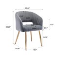 thumbnail image 5 of KCC Modern Accent Dining Chairs, Upholstered Velvet Home Office Desk Chairs with Hollow Back, Tufted Vanity Chairs Side Chairs with Gold Metal Legs for Living Room Restaurant, 1 PC &Dark Gray, 5 of 11