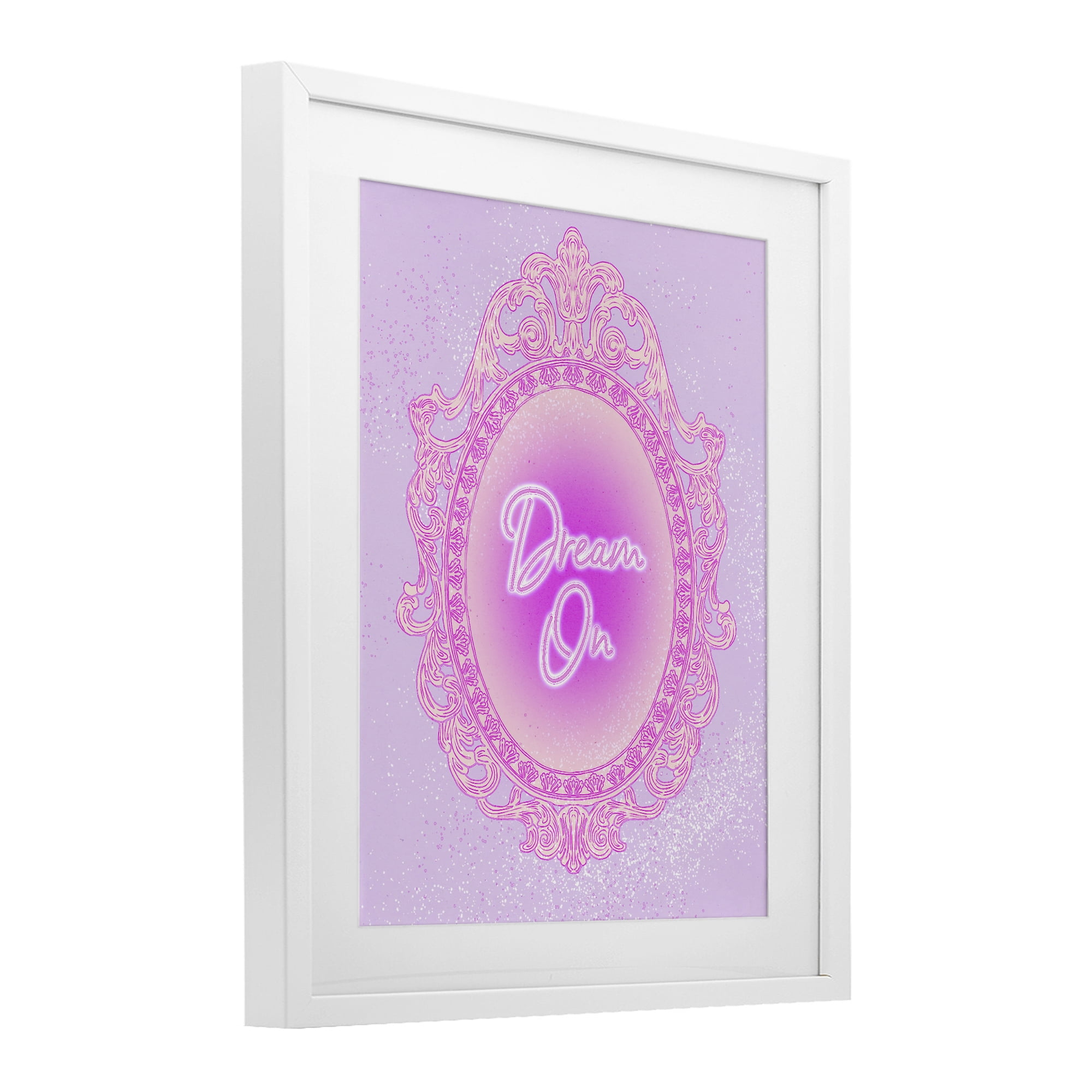 Stupell Industries Dream On Ornate Mirror White Framed Print Under Glass, design by Ziwei Li