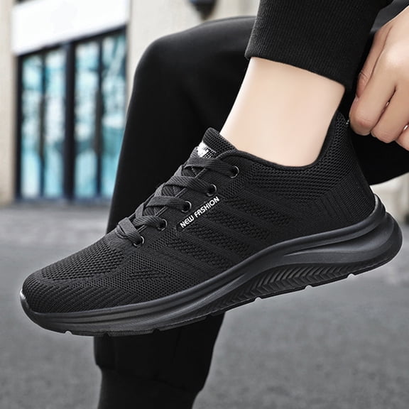 Domuza Women's Running Shoes Lightweight Breathable Sport Sneakers, casual non-slip design, soft and comfortable, ideal for walking, athletic training and daily outdoor wear. Black 9.5 (EU-44)