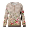 thumbnail image 4 of CNKOO Chandail en Molleton à Col Rond Imprimé pour Femmes, Chandail Décontracté à Manches Longues, Blouse Ample, 4 of 4