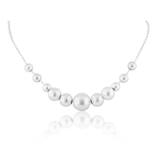 Sterling Silver Womens Elegant Round Graduated Bead Necklace Bead Diameter 2mm to 8mm Chain length 18 Inch