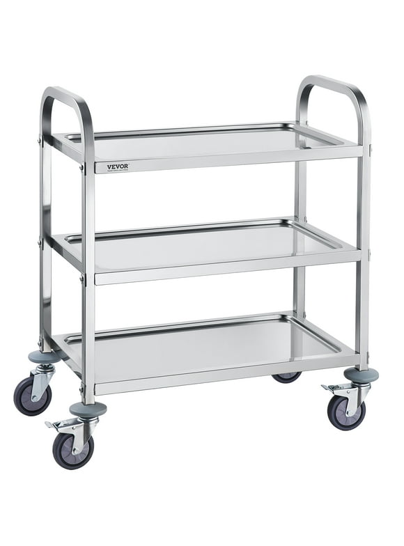 SKYSHALO 3-Tier Stainless Steel Cart Mobile Lab Utility Cart 400 lbs for Lab Clinic
