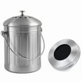 thumbnail image 4 of Odorless Stainless Steel Compost Bucket for Kitchen - Kitchen Compost Bin - Includes Replacement Carbon Filters (Shiny Stainless Steel, 5 Liter),, 4 of 4