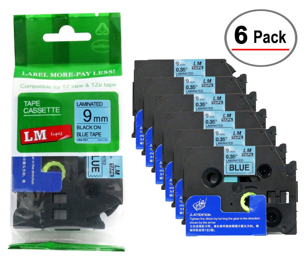 LM Tapes 1/4 0.23 Laminated Brother PT1750 Label Printer 6mm Black on
