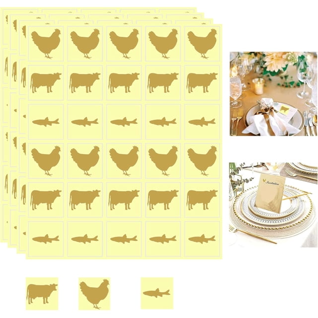 EcoNesxp Wedding Menu Stickers UrbanMingle Fish Chicken Cat Place Cards Black