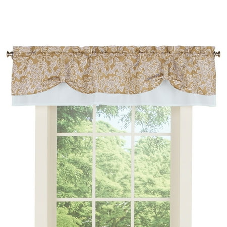Valance Curtain Patterns - Paisley Pattern Rod Pocket Curtain Window Valance Topper, Sand