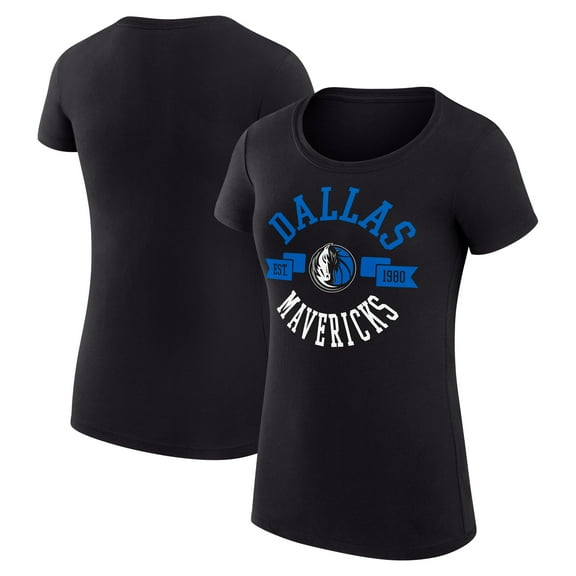 Women's G-III 4Her by Carl Banks Black Dallas Mavericks Super-Slim Fit Lightweight Large City Logo T-Shirt