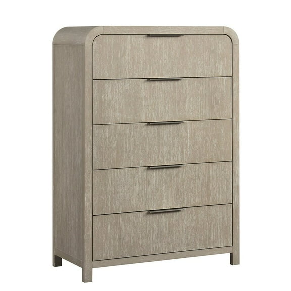 Roundhill Furniture Tavari Contemporary 5-Drawer Wood Chest, Light Gray