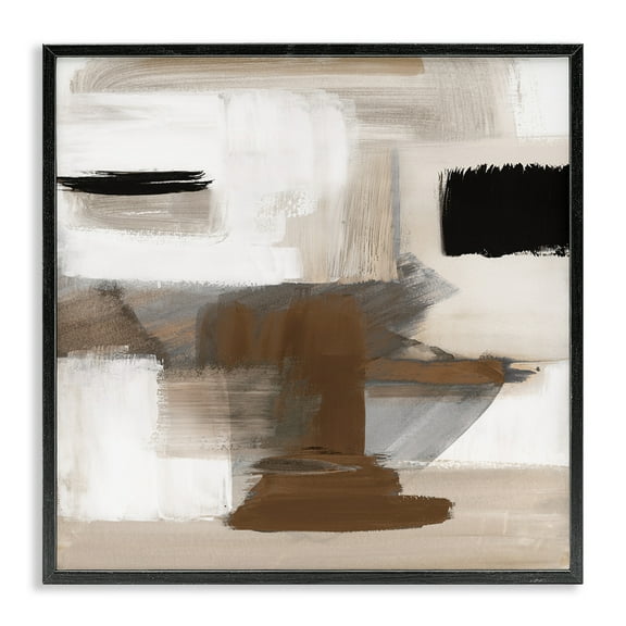 Stupell Industries Desert Impression Abstract Abstract Painting Black Framed Art Print Wall Art, 12 x 12
