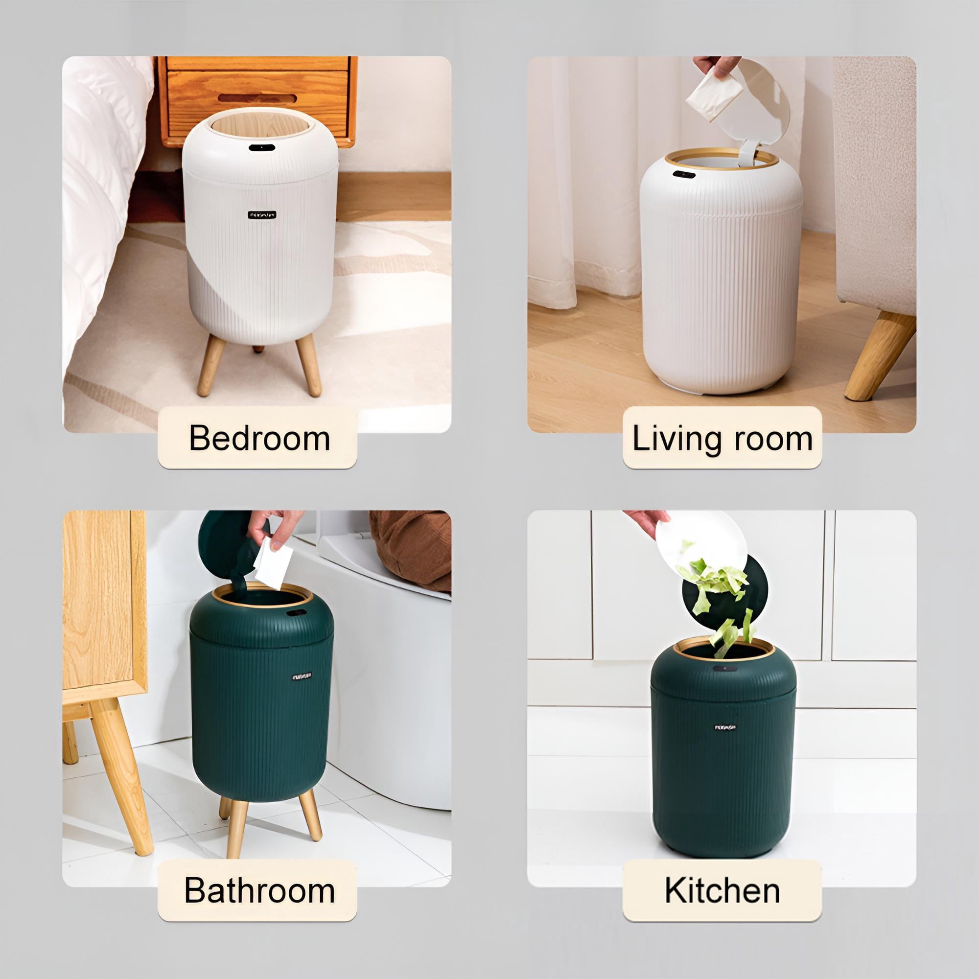 INSMART 3.2 Gallon Motion Sensor Trash Can, Automatic Odor-Proof Bathroom & Kitchen Wastebasket with Waterproof Lid,Silent Close,White Garbage Bin for Home Office