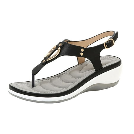

Women Strappy Clip Toe Summer Roman Beach Travel Sandals Comfy Slip Ons Flats Sandals Shoes