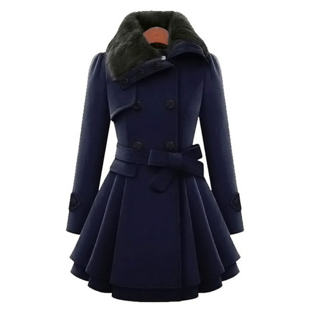 Women's Double Breasted Winter Jacket Vintage Fashion Trench Coat