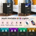 thumbnail image 4 of UHOMEPRO LED Nightstand with Charging Station, Modern Bedside Table with 2 Drawers and Open Storage Shelf, Bedroom End Table, Black, 4 of 8