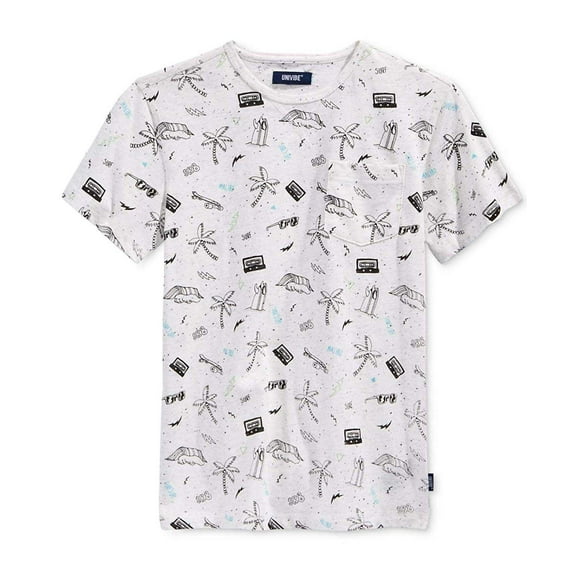 Univibe Poolside Junior’s Size Crew Graphic-Print T-Shirt, Big Boys (Poolside Crew / White, L)