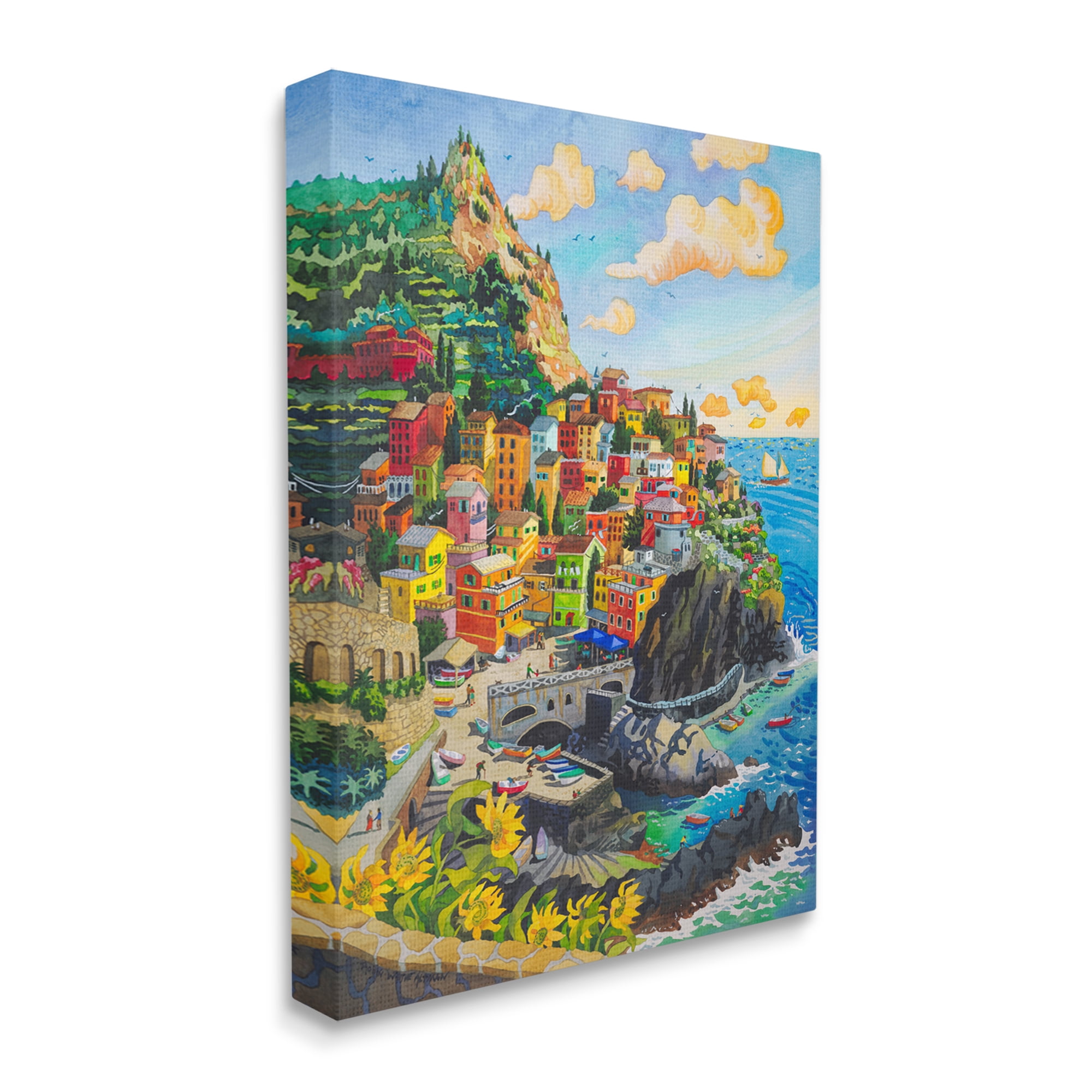 Stupell Industries Cinque Terre View Travel & Places Painting Gallery Wrapped Canvas Print Wall Art, 16 x 20