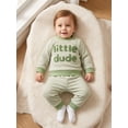 thumbnail image 5 of Loicainy Baby Toddler Boy Fall Outfits 6 12 18 24 Month 2T 3T Letter Embroidery Long Sleeve Round Neck Striped Tops and Elastic Waist Pants Clothes Set, 5 of 9