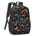 thumbnail image 2 of Game Controller Black Pattern 17" School Backpacks for Teens,Waterproof Oxford Fabric,S-Shape Padded Straps for School,Travel,Hiking,Camping, 2 of 6
