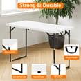 thumbnail image 3 of 4ft Folding Table, Fold-in-Half Plastic Table, Heavy-Duty Portable Utility Table with Adjustable Height Steel Legs & Carry Handle for Party, Camping, Picnic, Indoor Outdoor Use (White), 3 of 8