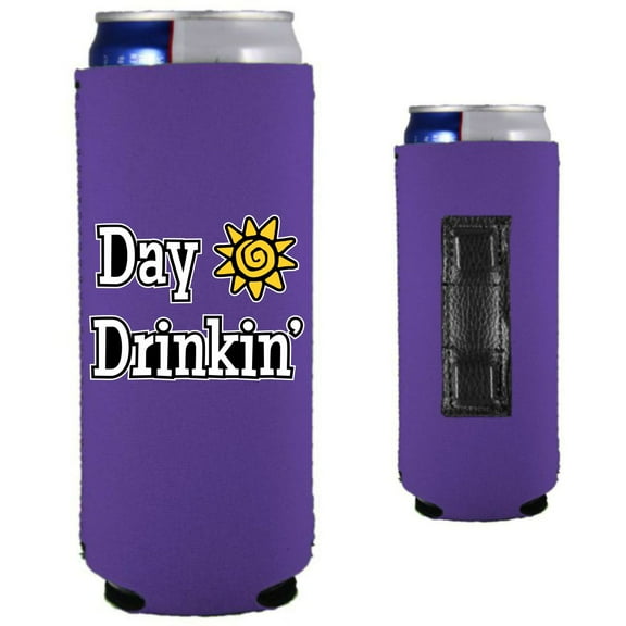 Day Drinkin' Magnetic Slim Can Coolie (Purple)
