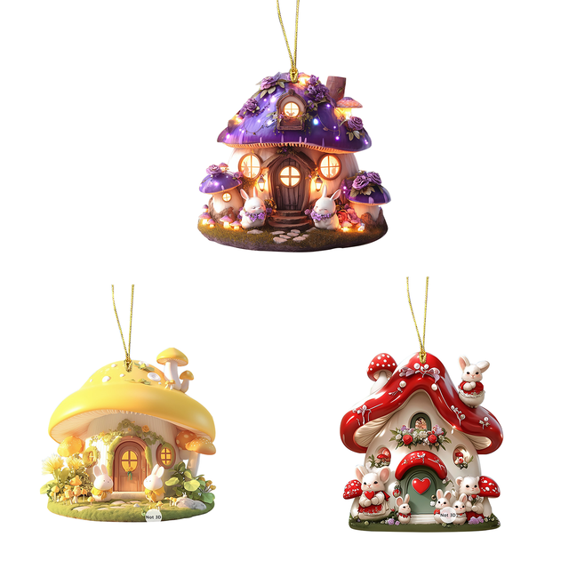 Kjfeif Easter House 2D Acrylic Small Hanging Pendant, Mini House Shaped Car Interior Charm & Backpack Pendant, Cute Acrylic Ornament, for Easter Spring Home Car Festive Decor & Daily Accessory