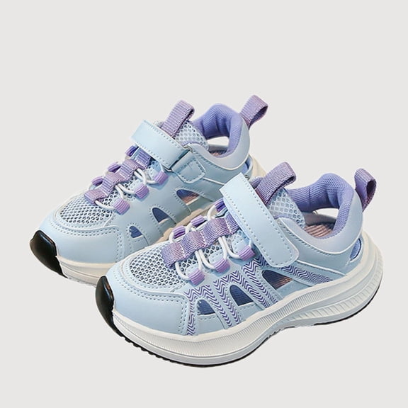 Gyujnb Summer Breathable Mesh Sneakers with Adjustable Strap for Everyday Play (Girls),8-9 Years