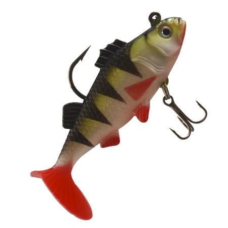 ROZYARD 5 Pcs Pre-Rigged Jig Head Soft Lures Paddle Tail Swimbaits for Outdoor Fishing